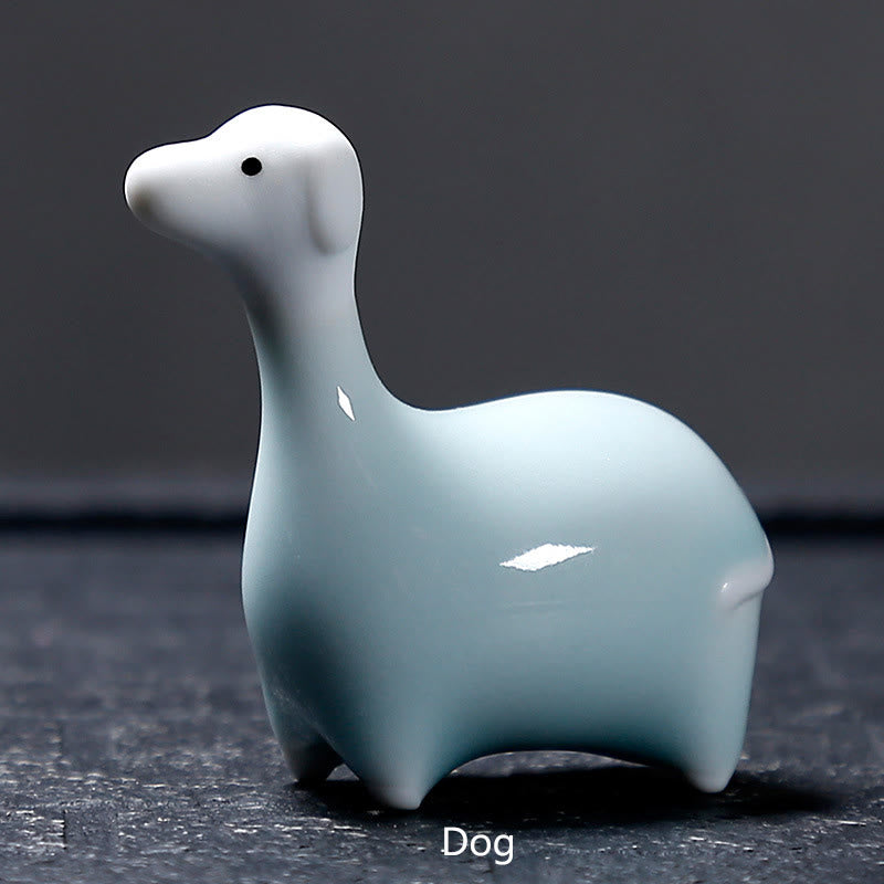 Buddha Stones十二支 陶器 ティーペット ホームデコレーション - ホワイトドッグ 6.7×6.9cm - image 29