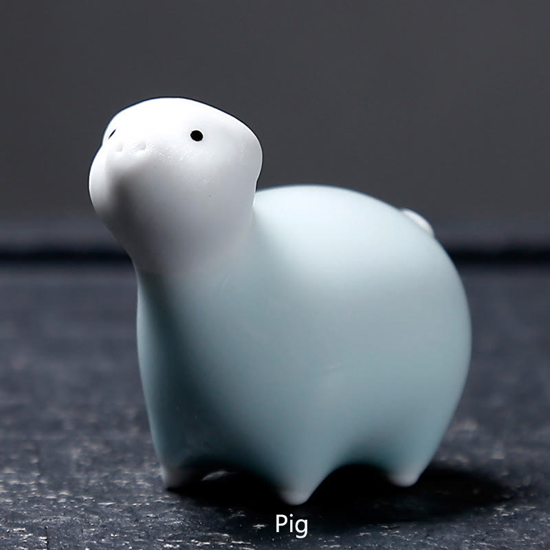 Buddha Stones十二支 陶器 ティーペット ホームデコレーション - 白豚 6.1×5.6cm - image 31