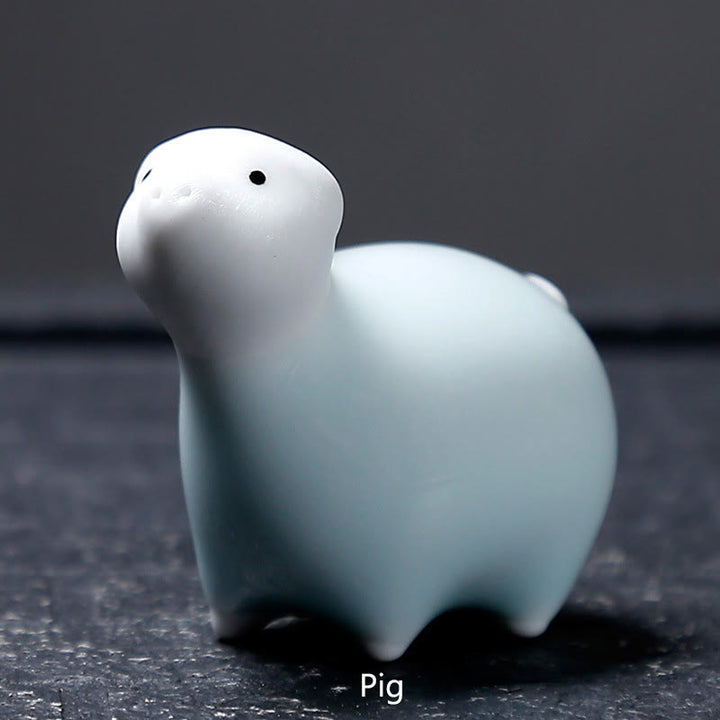 Buddha Stones十二支 陶器 ティーペット ホームデコレーション - 白豚 6.1×5.6cm - image 31