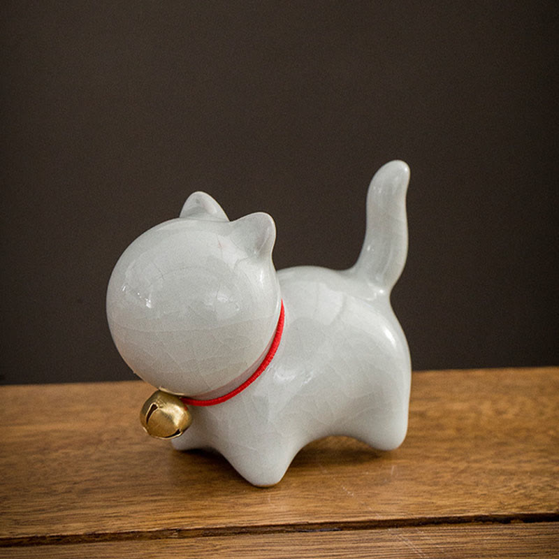 Buddha Stonesミニかわいいラッキーベル猫ティーペットセラミックホームデスク置物装飾 - image 10
