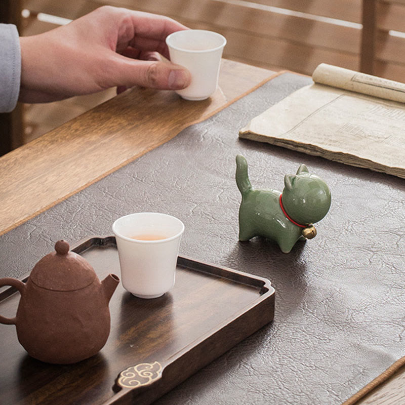 Buddha Stonesミニかわいいラッキーベル猫ティーペットセラミックホームデスク置物装飾 - image 6