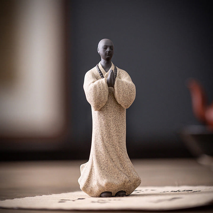 Buddha Stones瞑想 祈り 僧侶 像 陶器 慈悲 静寂 室内装飾
