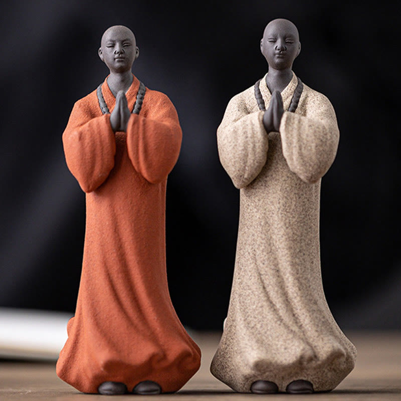 Buddha Stones瞑想 祈り 僧侶 像 陶器 慈悲 静寂 室内装飾