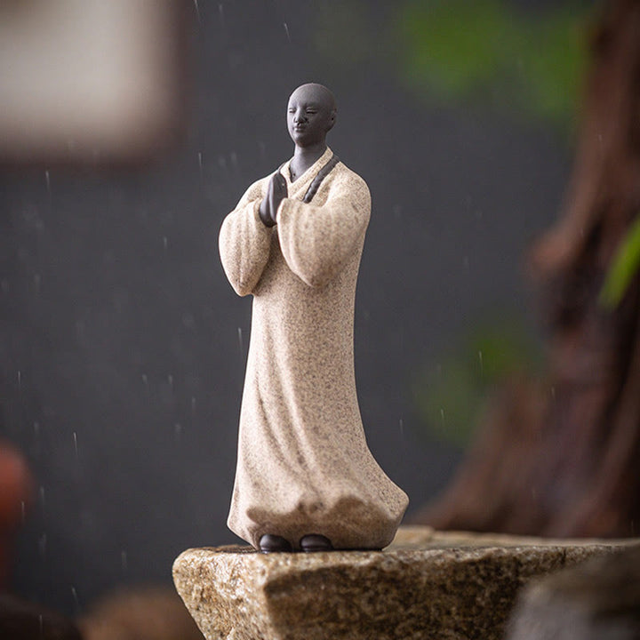 Buddha Stones瞑想 祈り 僧侶 像 陶器 慈悲 静寂 室内装飾