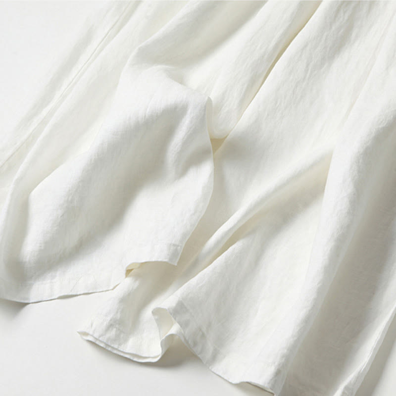 Buddha Stones 綿麻ワイドパンツ ハイウエスト 無地 ポケット付き ゆったり涼しい - image 26