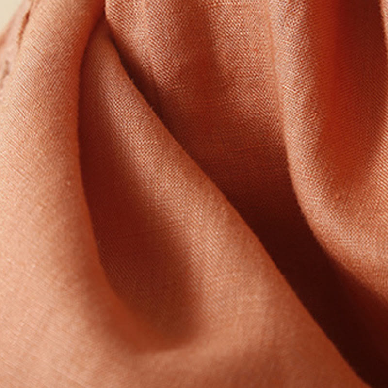 Buddha Stones無地 花刺繍 サイドリネン レディース ポケット付きパンツ