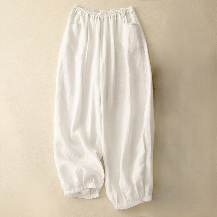 Buddha Stonesカジュアル 無地 リネン レディース パンツ ポケット付き - ベージュ - US8-10，UK/AU12-14，EU40-42 (2XL) - image 13