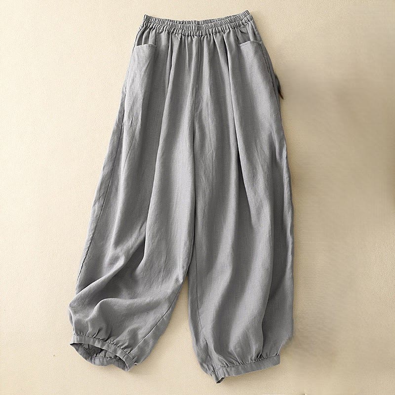 Buddha Stonesカジュアル 無地 リネン レディース パンツ ポケット付き - スレートグレー - US8-10，UK/AU12-14，EU40-42 (2XL) - image 18