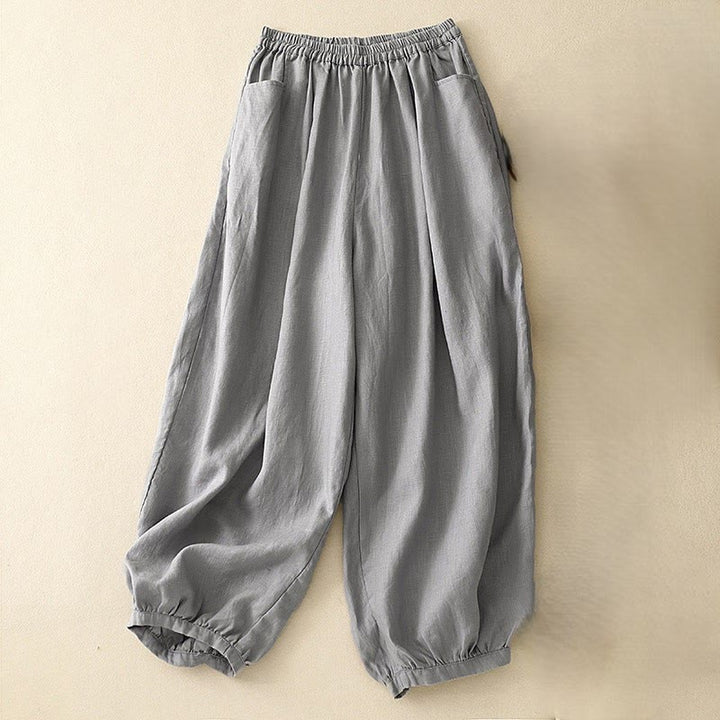 Buddha Stonesカジュアル 無地 リネン レディース パンツ ポケット付き - スレートグレー - US8-10，UK/AU12-14，EU40-42 (2XL) - image 18