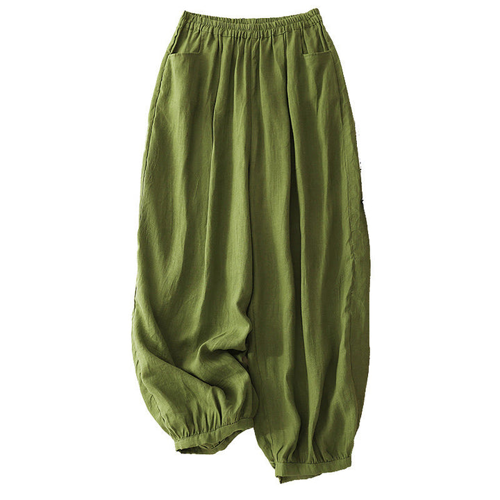 Buddha Stonesカジュアル 無地 リネン レディース パンツ ポケット付き - image 28