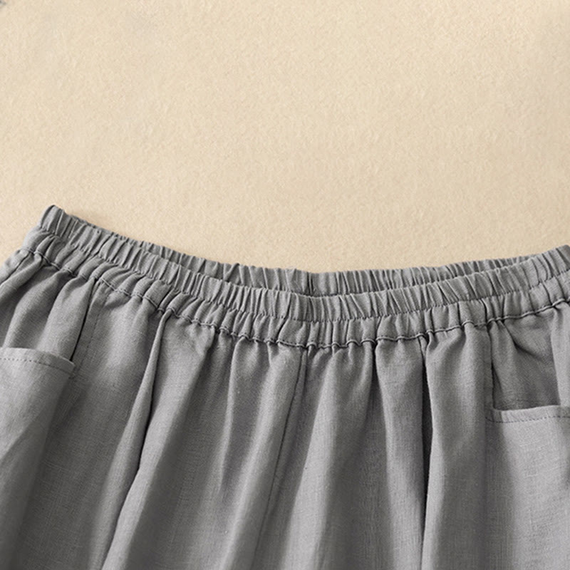 Buddha Stonesカジュアル 無地 リネン レディース パンツ ポケット付き - image 19