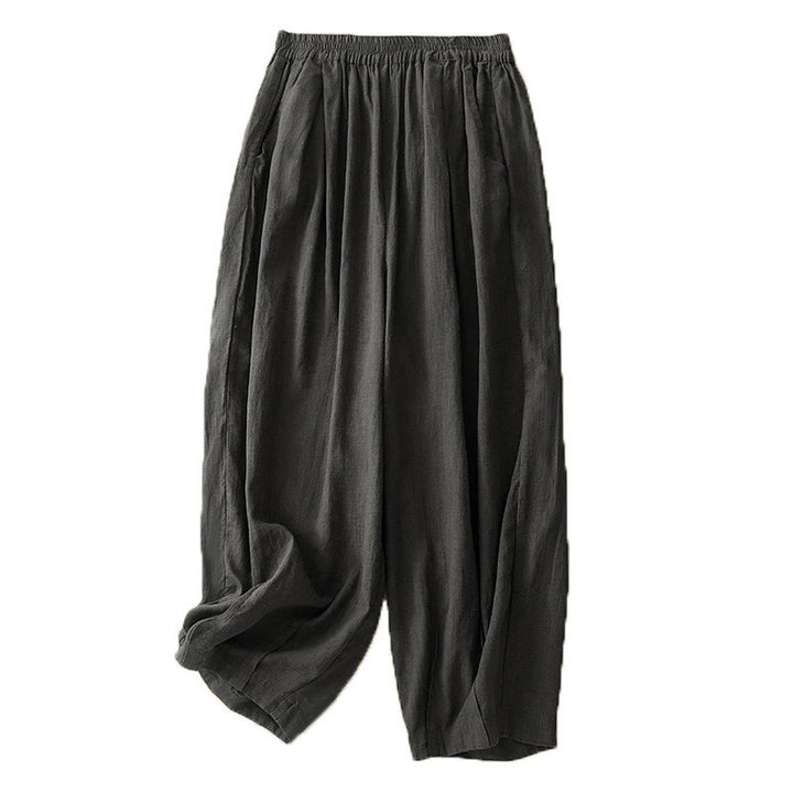 Buddha Stones無地 キャロット型 伸縮性ウエストバンド コットンリネン レディース ポケット付きパンツ - image 13