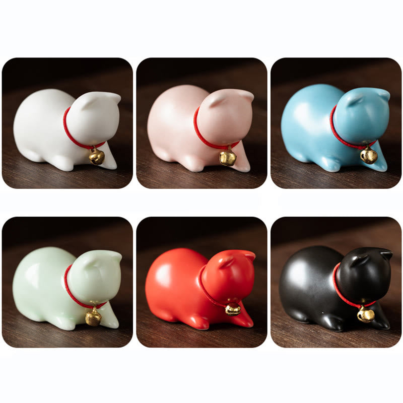 Buddha Stonesミニかわいい立ったり横たわったりの猫のティーペット陶器ホームデスクの置物装飾 - image 27