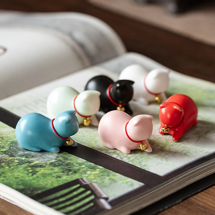 Buddha Stonesミニかわいい立ったり横たわったりの猫のティーペット陶器ホームデスクの置物装飾 - image 19
