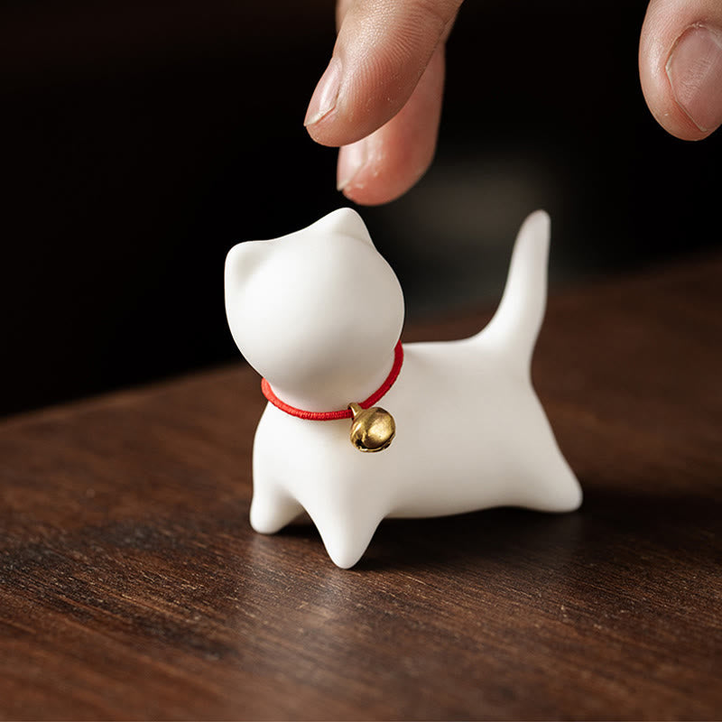 Buddha Stonesミニかわいい立ったり横たわったりの猫のティーペット陶器ホームデスクの置物装飾 - image 8