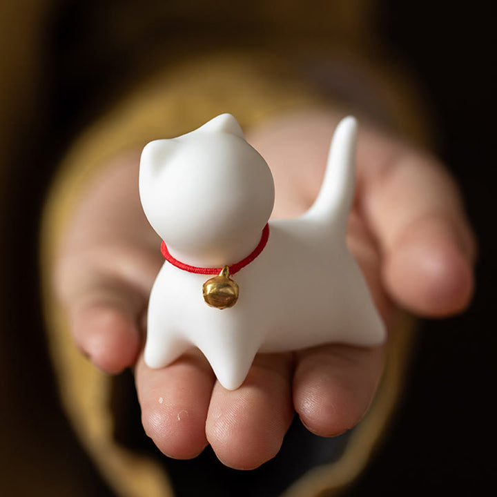 Buddha Stonesミニかわいい立ったり横たわったりの猫のティーペット陶器ホームデスクの置物装飾 - image 9
