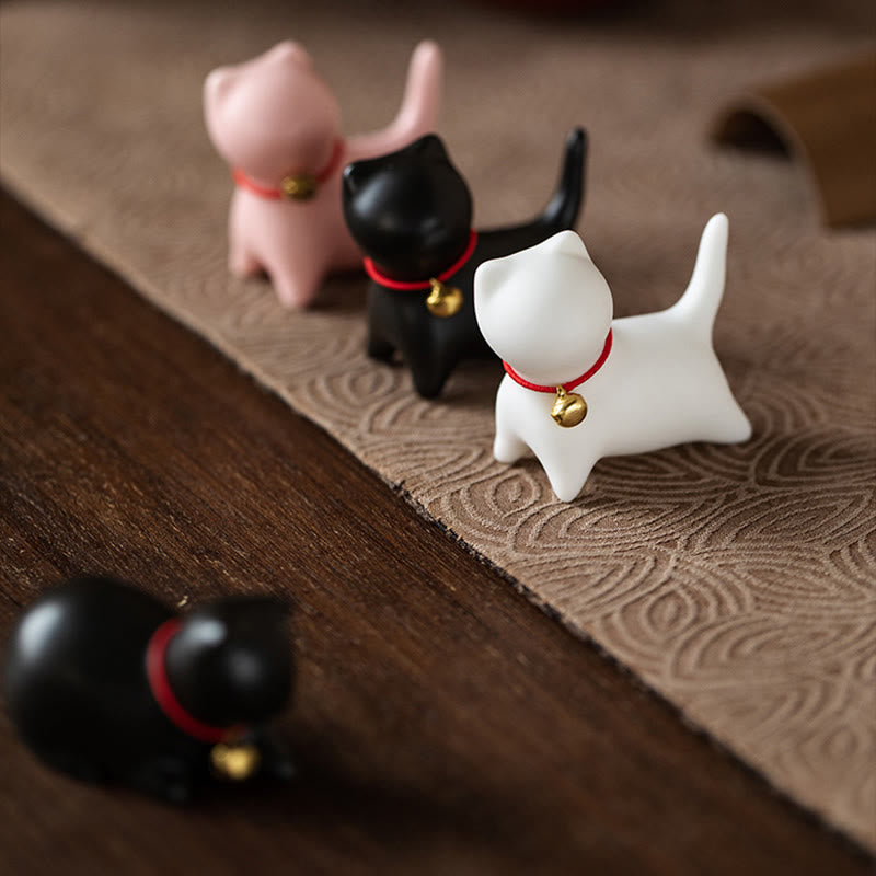 Buddha Stonesミニかわいい立ったり横たわったりの猫のティーペット陶器ホームデスクの置物装飾 - image 17