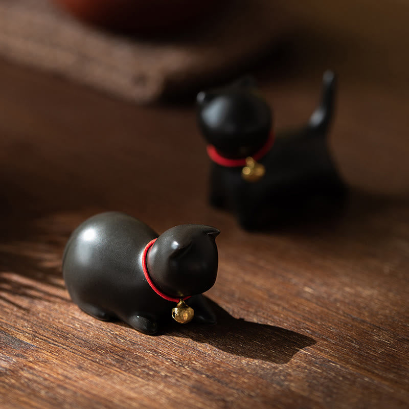 Buddha Stonesミニかわいい立ったり横たわったりの猫のティーペット陶器ホームデスクの置物装飾 - image 26