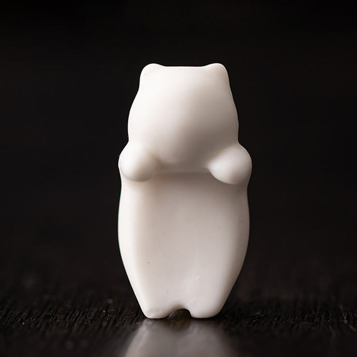 Buddha Stonesミニ吊り下げ白猫ティーペット陶器ホームデスク置物装飾 - image 4