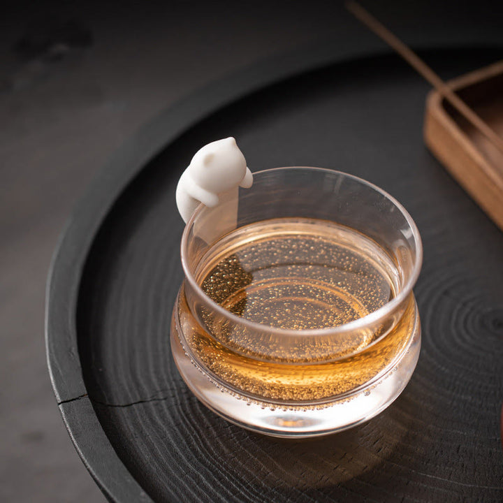 Buddha Stonesミニ吊り下げ白猫ティーペット陶器ホームデスク置物装飾 - 小さな吊り下げ猫 2*1.8*3.6cm - image 0