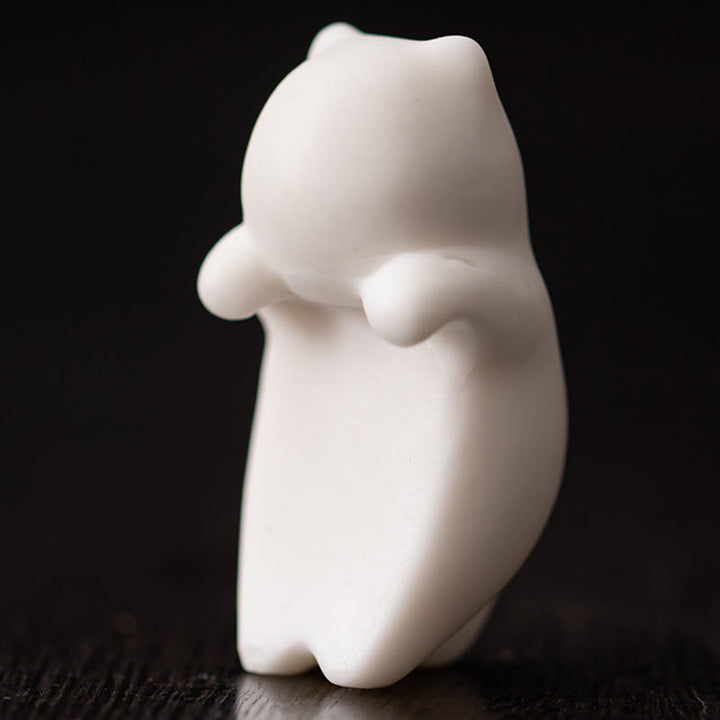 Buddha Stonesミニ吊り下げ白猫ティーペット陶器ホームデスク置物装飾 - image 5