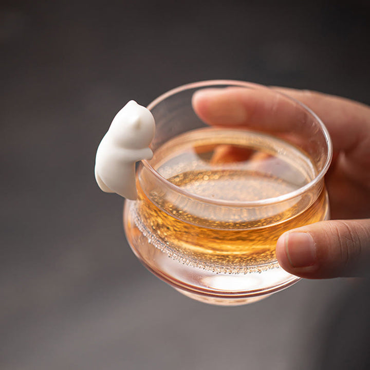 Buddha Stonesミニ吊り下げ白猫ティーペット陶器ホームデスク置物装飾 - image 1