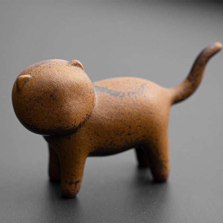 Buddha Stonesミニスタンディングキャット風水カエルヒキガエルティーペットセラミックホームデスク置物装飾 - image 1