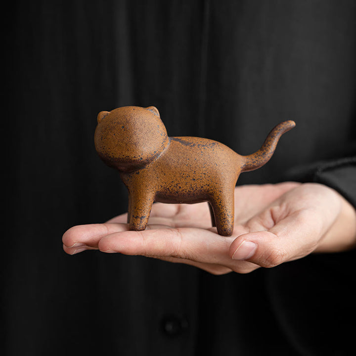 Buddha Stonesミニスタンディングキャット風水カエルヒキガエルティーペットセラミックホームデスク置物装飾 - image 3