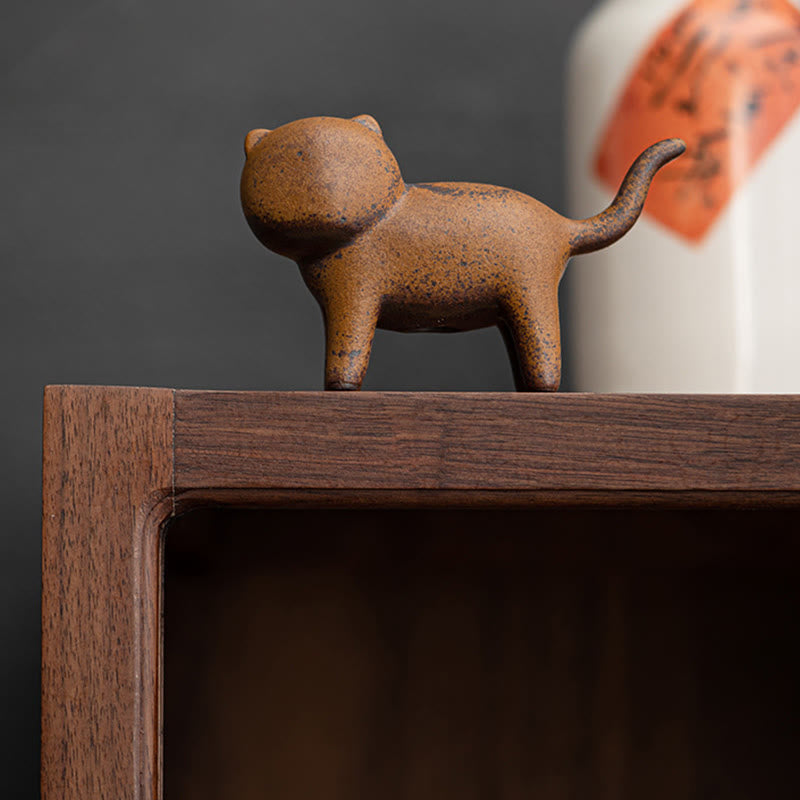 Buddha Stonesミニスタンディングキャット風水カエルヒキガエルティーペットセラミックホームデスク置物装飾 - image 4