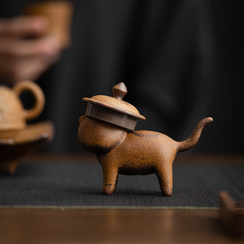 Buddha Stonesミニスタンディングキャット風水カエルヒキガエルティーペットセラミックホームデスク置物装飾 - image 4