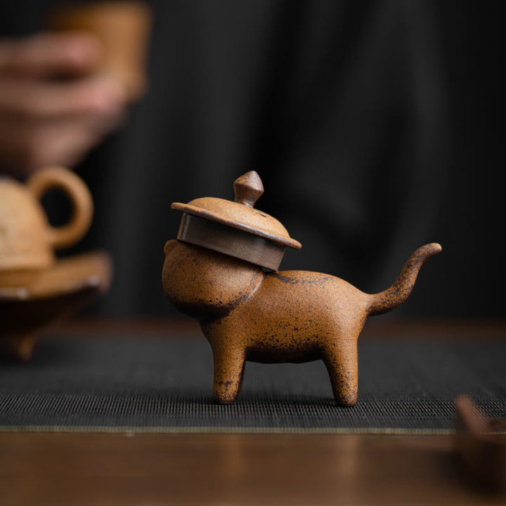 Buddha Stonesミニスタンディングキャット風水カエルヒキガエルティーペットセラミックホームデスク置物装飾 - image 4