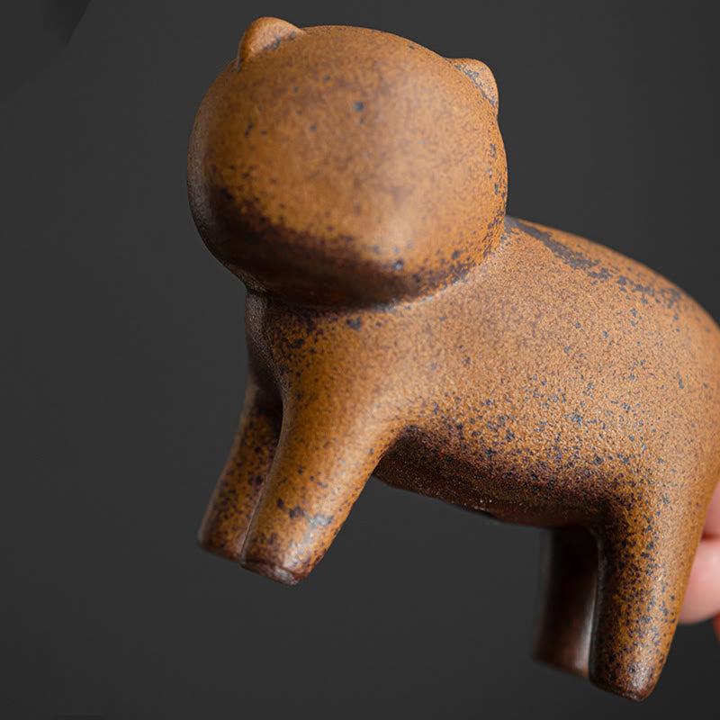 Buddha Stonesミニスタンディングキャット風水カエルヒキガエルティーペットセラミックホームデスク置物装飾 - image 7