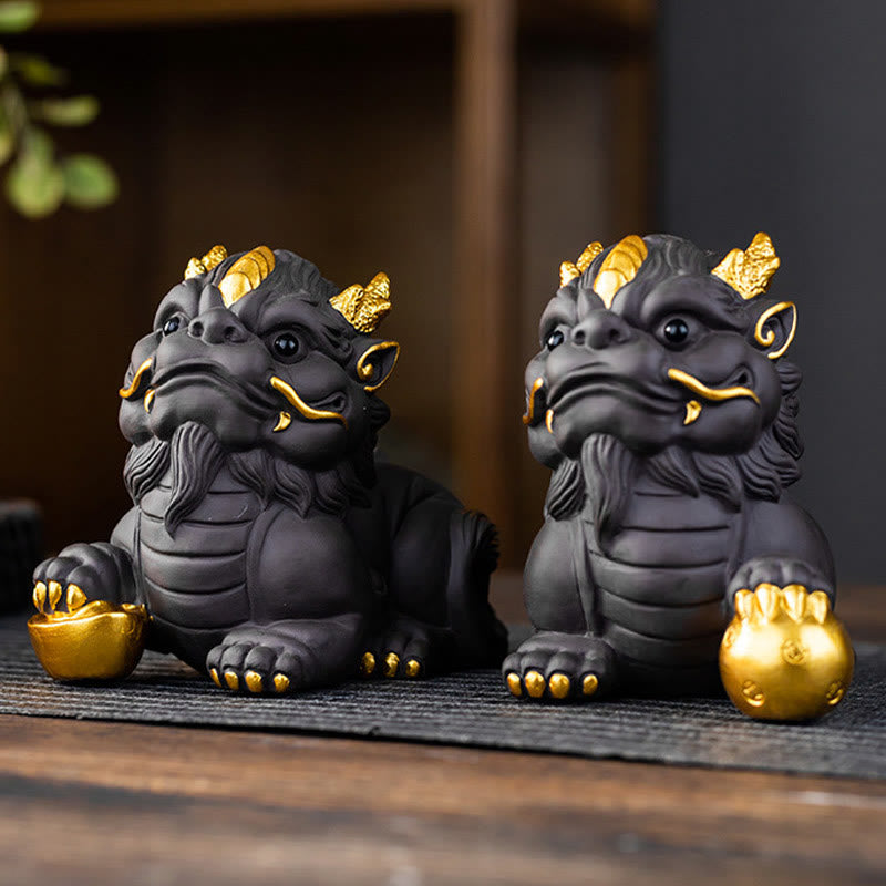Buddha Stonesインゴット ボール 紫粘土 陶器 ティーペット 富 家 置物 装飾