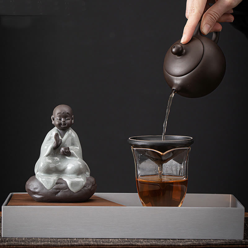 Buddha Stones小さな禅僧帽子ストレーナー 陶器製 ティーアクセサリー 置物 室内装飾 - image 7
