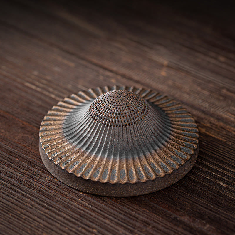 Buddha Stones小さな茶色の僧侶の帽子のストレーナー 陶器のティーアクセサリーの置物 禅の家の机の装飾 - 帽子用ストレーナー 8.5×3cm - image 12