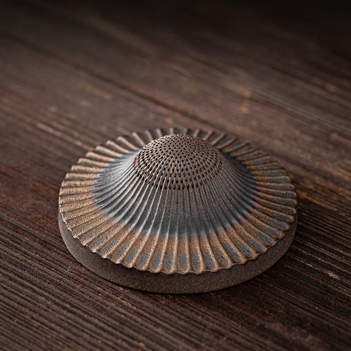 Buddha Stones小さな茶色の僧侶の帽子のストレーナー 陶器のティーアクセサリーの置物 禅の家の机の装飾 - 帽子用ストレーナー 8.5×3cm - image 12