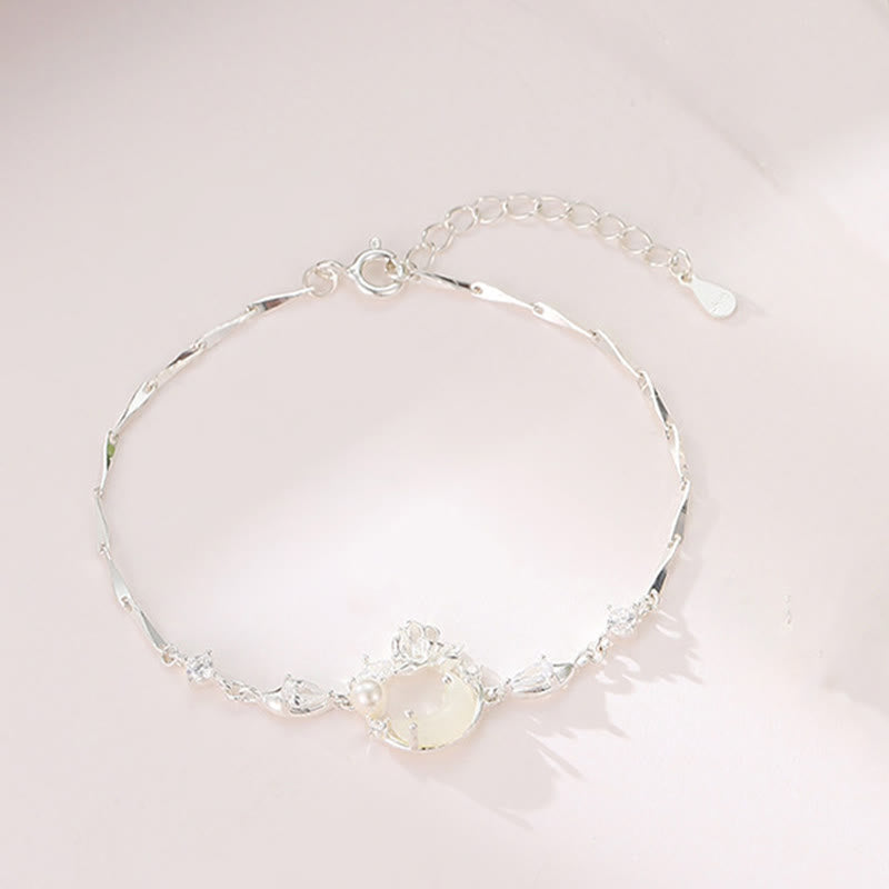 Buddha Stones和田翡翠 925 スターリングシルバー キュービックジルコニア パール ロータスブレスレット - image 1