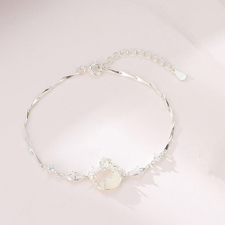Buddha Stones和田翡翠 925 スターリングシルバー キュービックジルコニア パール ロータスブレスレット - image 1