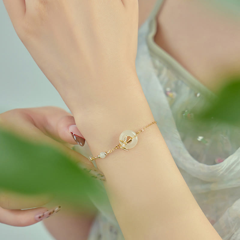 Buddha Stones和田翡翠 925スターリングシルバー キュービックジルコニア平和のお守りチャーム幸運ブレスレット - image 2