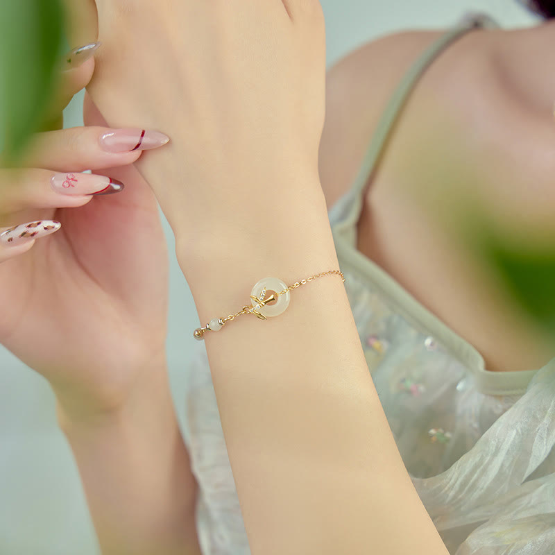 Buddha Stones和田翡翠 925スターリングシルバー キュービックジルコニア平和のお守りチャーム幸運ブレスレット - image 3