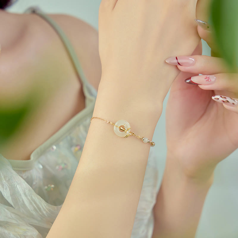 Buddha Stones和田翡翠 925スターリングシルバー キュービックジルコニア平和のお守りチャーム幸運ブレスレット - image 1