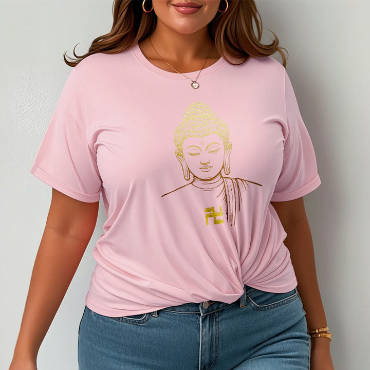 Buddha Stones卍柄 黄金仏 コットンTシャツ - image 19