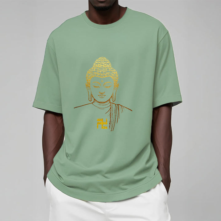 Buddha Stones卍柄 黄金仏 コットンTシャツ - image 14