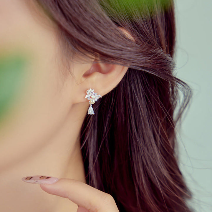 Buddha Stones和田翡翠 925 スターリングシルバー キュービックジルコニア パール アバンダンス イヤリング  - image 7