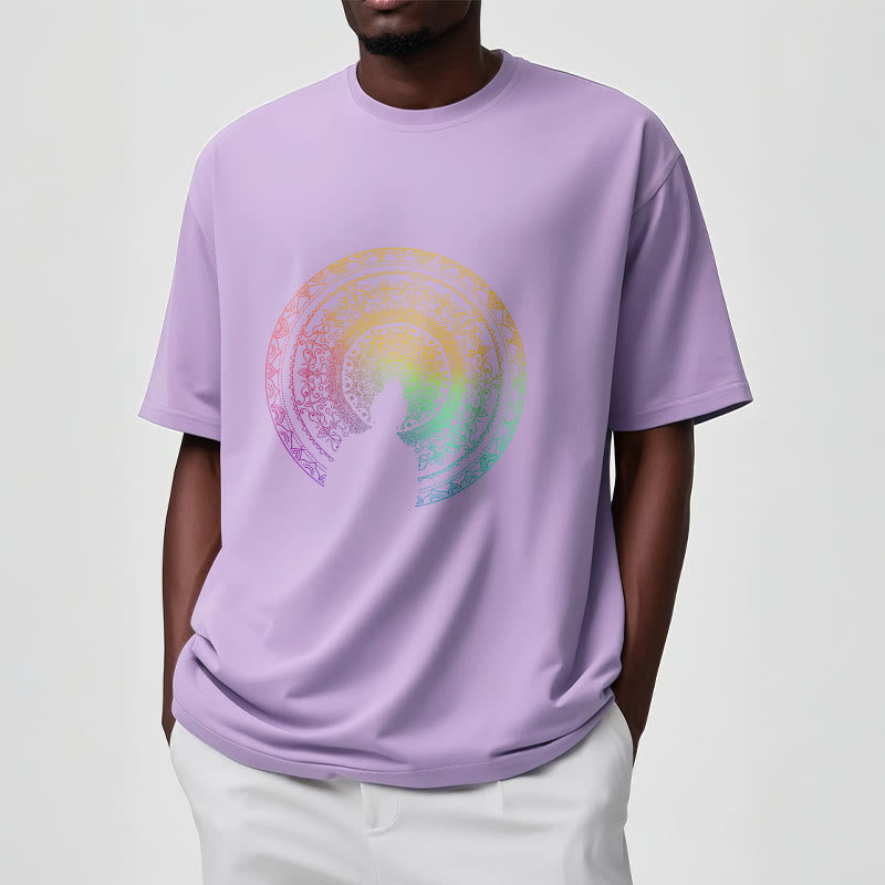 Buddha Stonesのカラフルなグラデーション曼荼羅仏陀コットンTシャツ - image 16