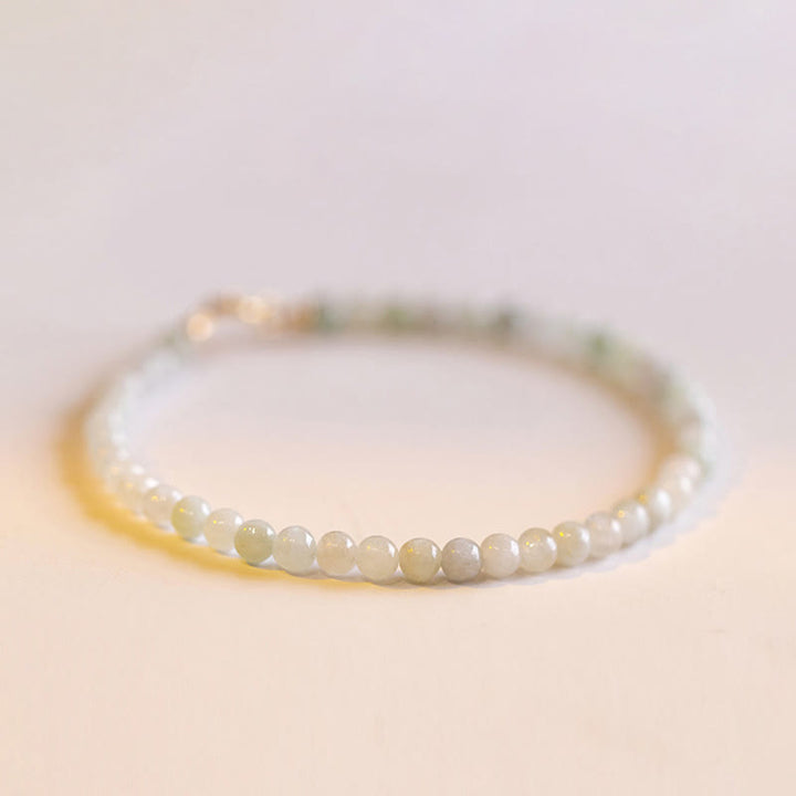 Buddha Stones2mm 翡翠 極薄ビーズ 14K 金メッキ 銅製 幸運のブレスレット