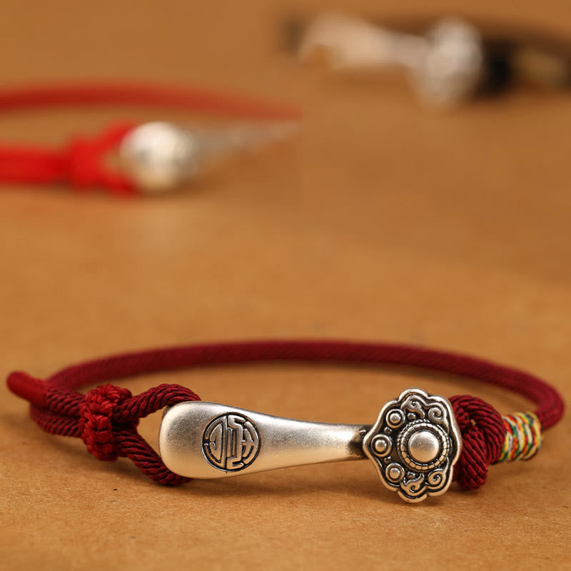 Buddha Stones999 スターリングシルバー 如意棒 紐 保護 編み込み ブレスレット - image 0