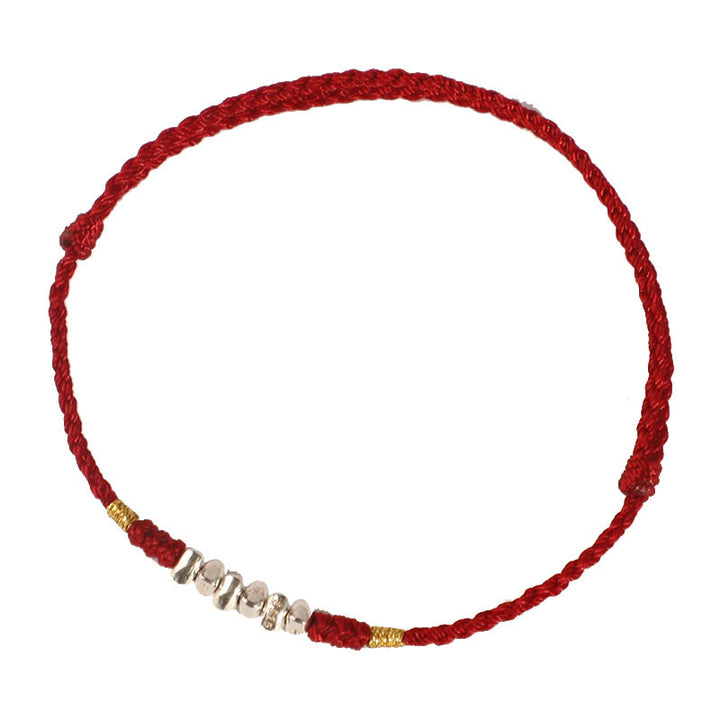 Buddha Stones925スターリングシルバー ストリング プロテクション 幸運 超薄型 編み込みブレスレット アンクレット - image 8