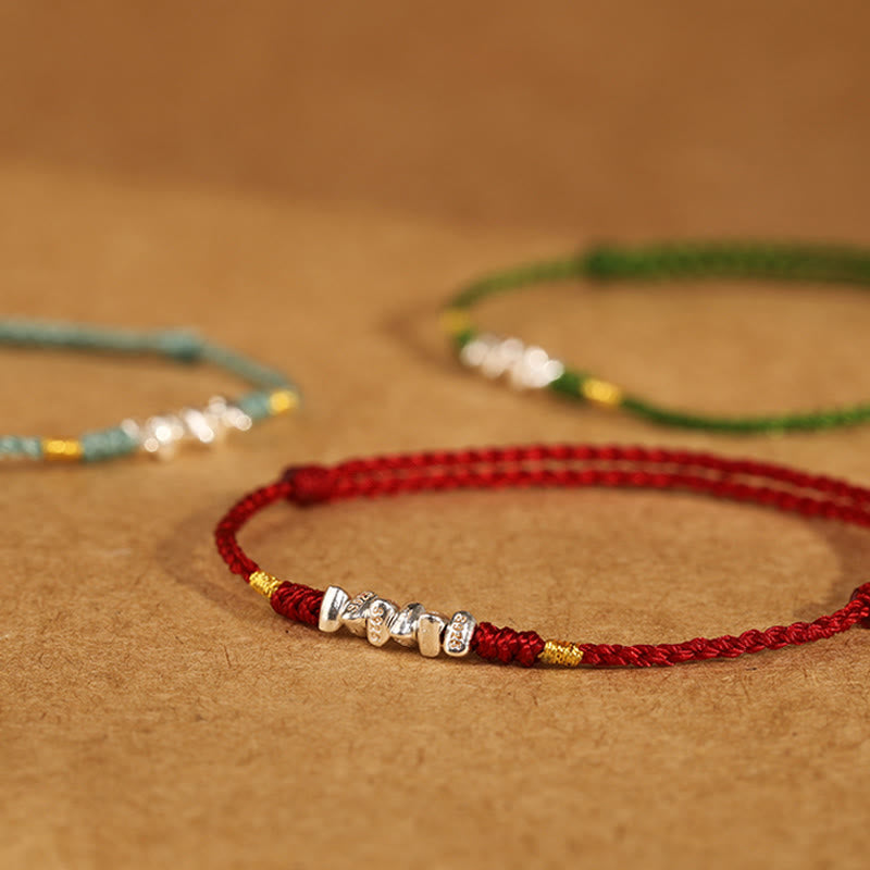 Buddha Stones925スターリングシルバー ストリング プロテクション 幸運 超薄型 編み込みブレスレット アンクレット - image 16