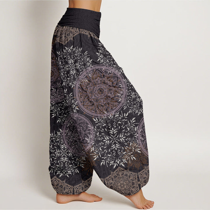 Buddha Stonesコットンマンダラ柄リーフレディース伸縮性ウエストハーレムパンツ - image 8